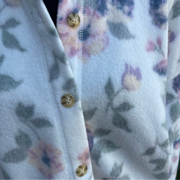 Vintage Cherokee Fleece Jacket Womens L/XL Green Floral Button Up Cardigan 90s - Picture 5 of 13